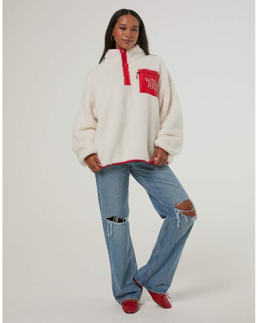 Skinnydip London Gray Disney Winnie The Pooh Embroidered Fleece Jacket