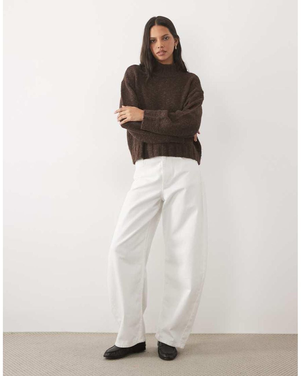 Abercrombie & Fitch Brown Oversized Funnel Neck Jumper