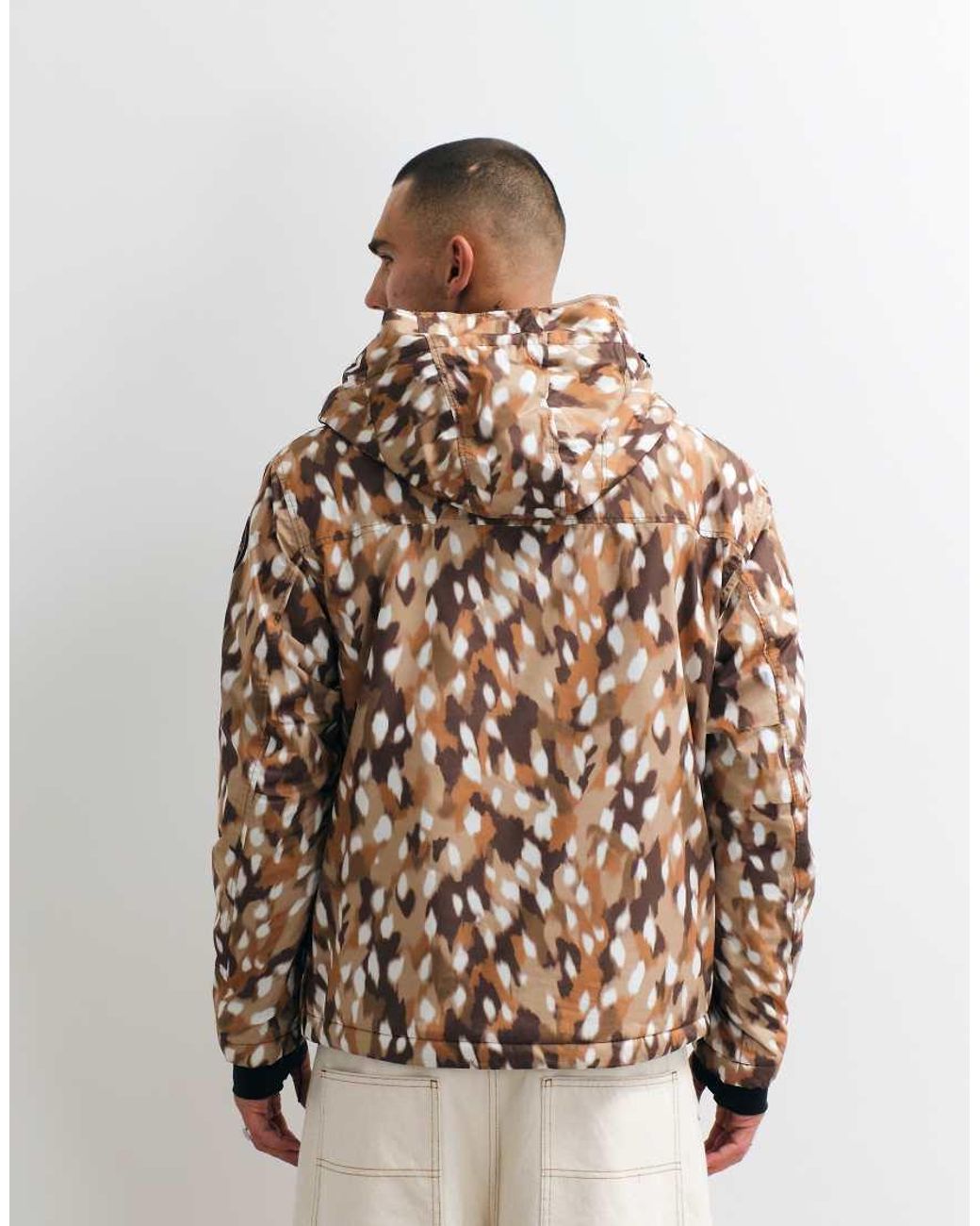 Napapijri Brown Box Logo Printed Anorak for men