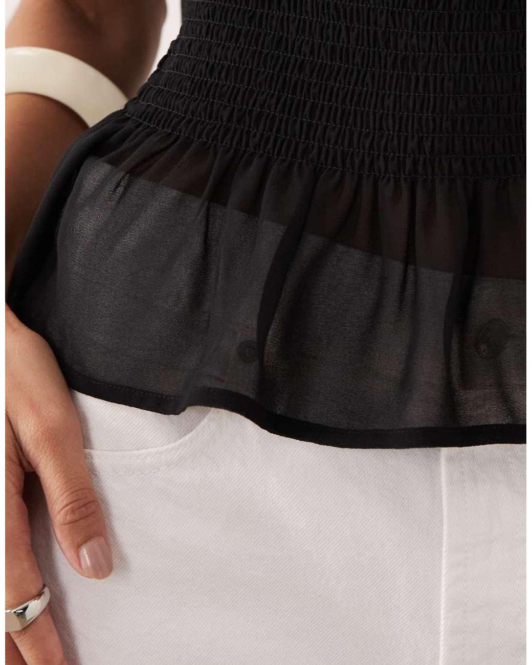 Gina Tricot Natural Short Sleeve Scarf Blouse