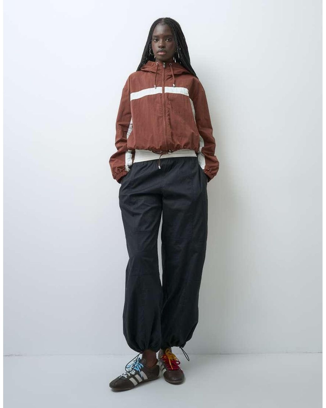 ASOS Red Colour Block Track Jacket With Hood