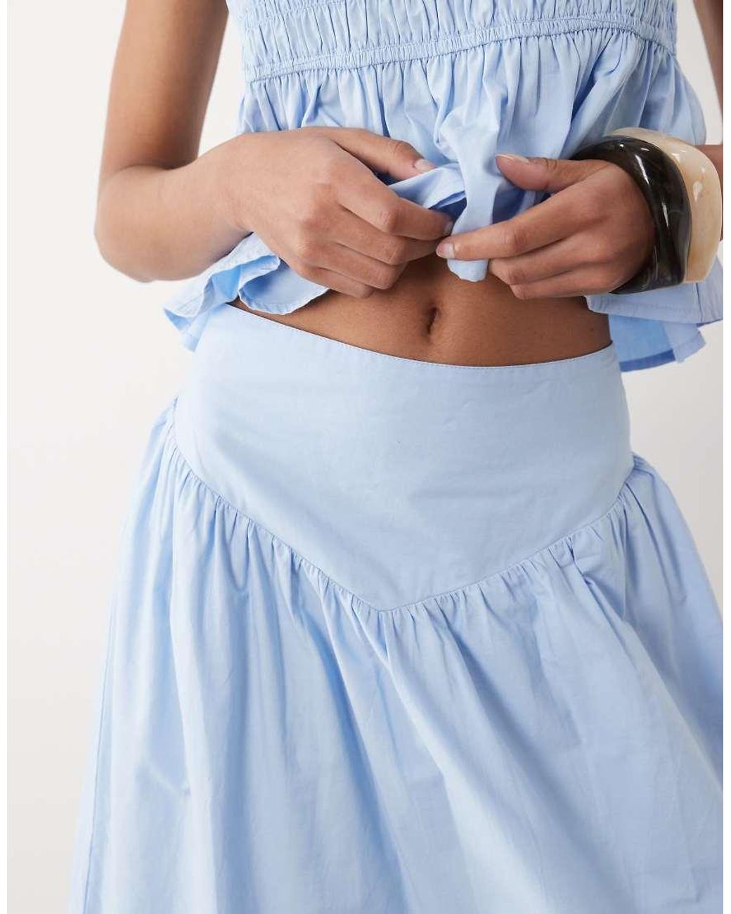 Wednesday's Girl Blue Wednesdays Girl Co-ord Poplin Ruffle Edged Midaxi Skirt