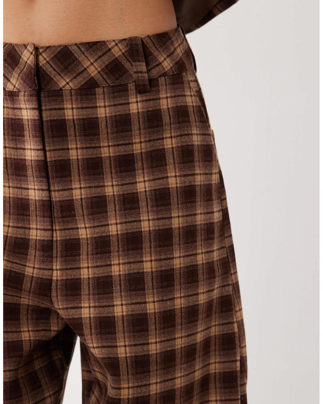 ASOS Brown Brushed Checked Tailored Pants
