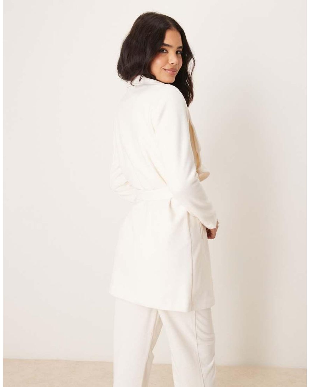 Vila White Waterfall Belted Coat