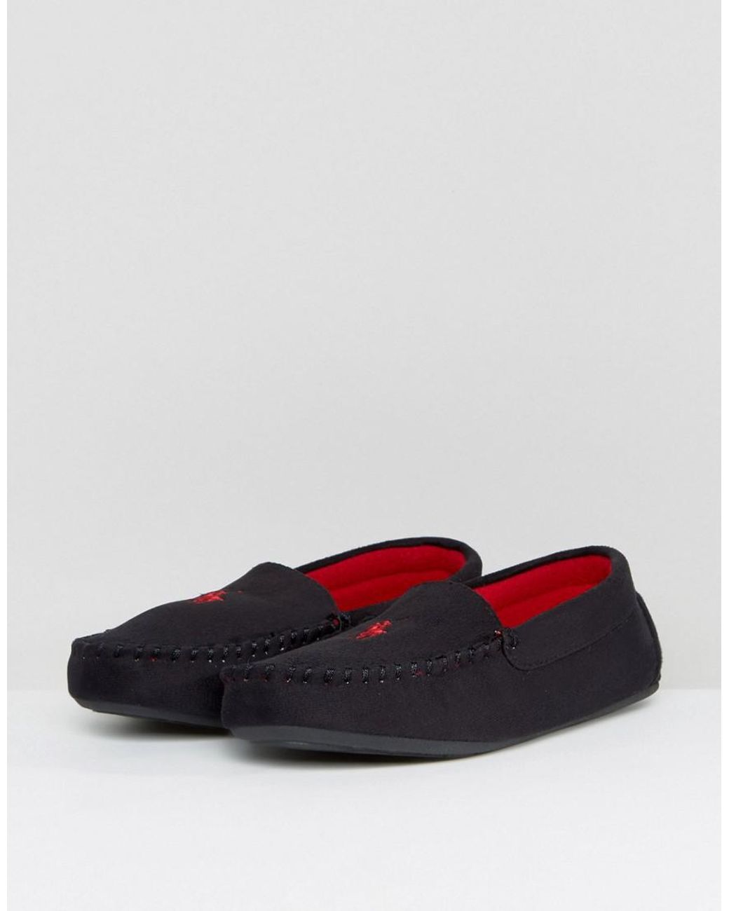 Ralph Lauren Dezi Moccasin Slippers in Black for Men | Lyst