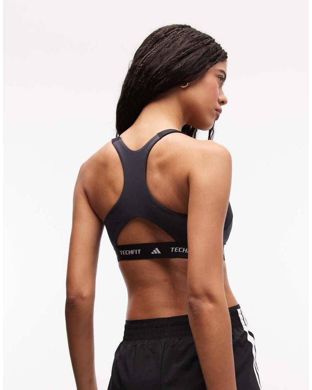 Adidas Originals Black Adidas Training Tech Fit Mid Support Sports Bra