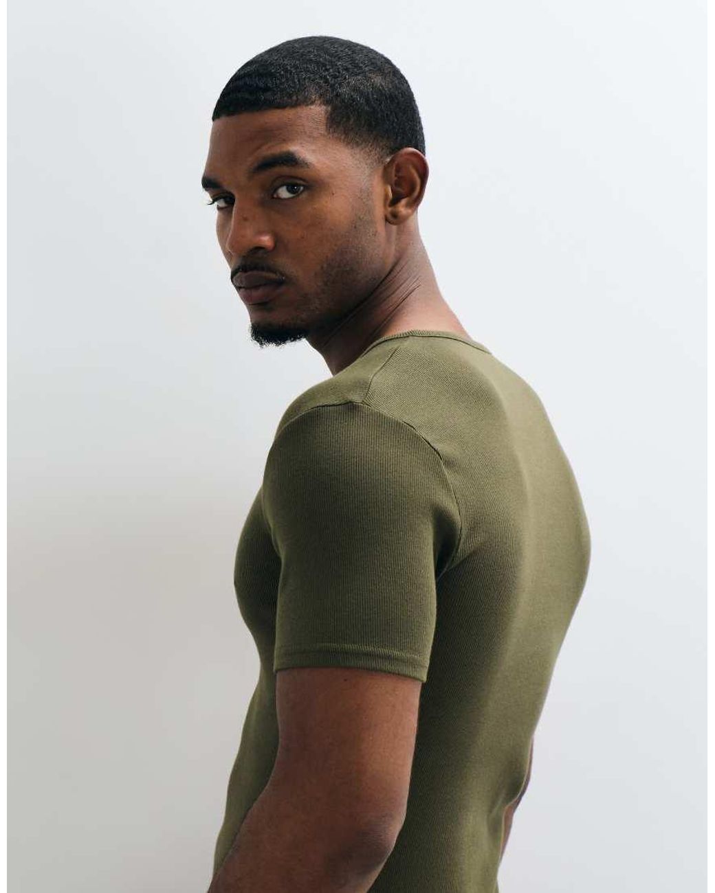 ASOS Green Muscle Fit T-Shirt With Notch Neck for men