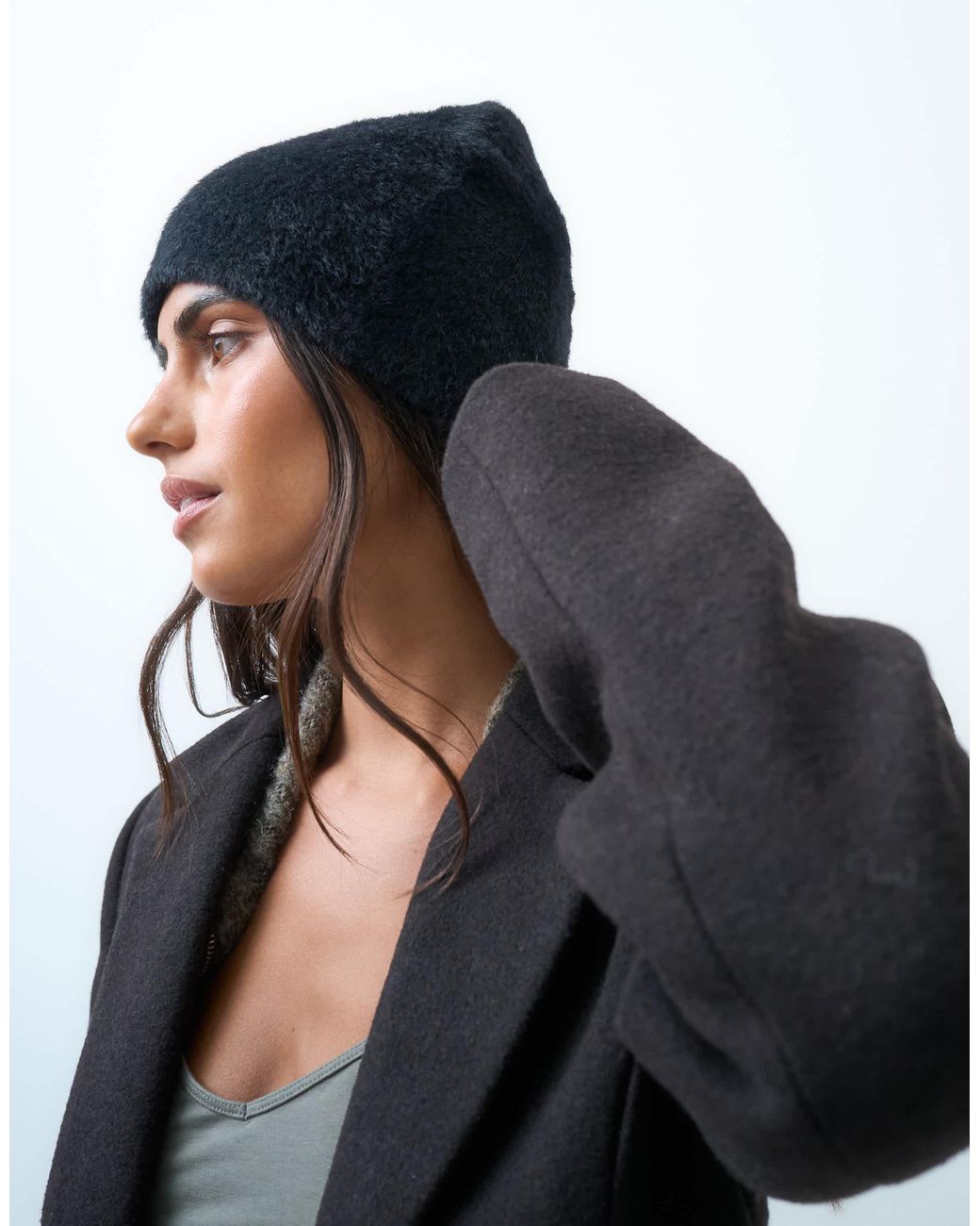 Collusion Black Fluffy Beanie