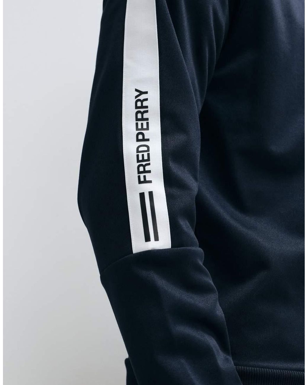 Fred Perry Blue Printed Tape Track Jacket for men