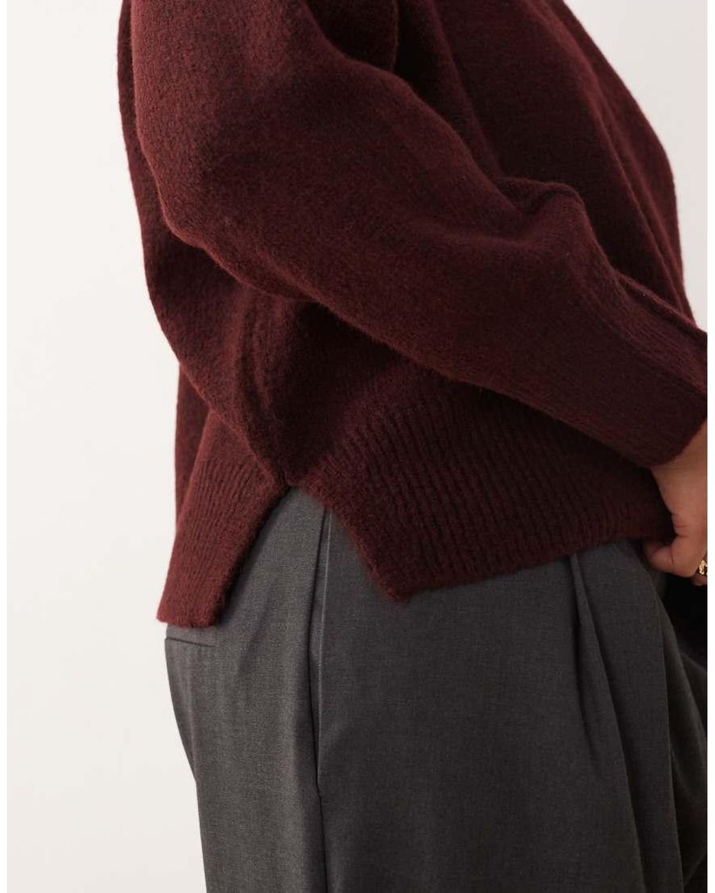 ASOS Red Asos Design Curve Boxy Crew Neck Jumper With Side Split Detail
