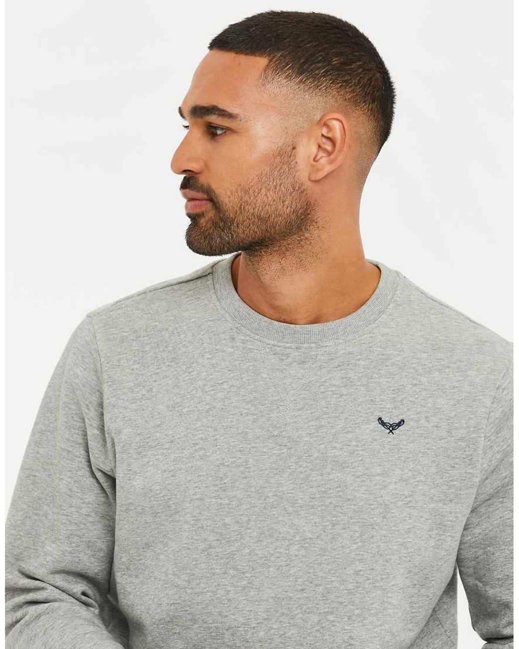 Threadbare Gray Cotton Blend Crew Neck Sweatshirt for men