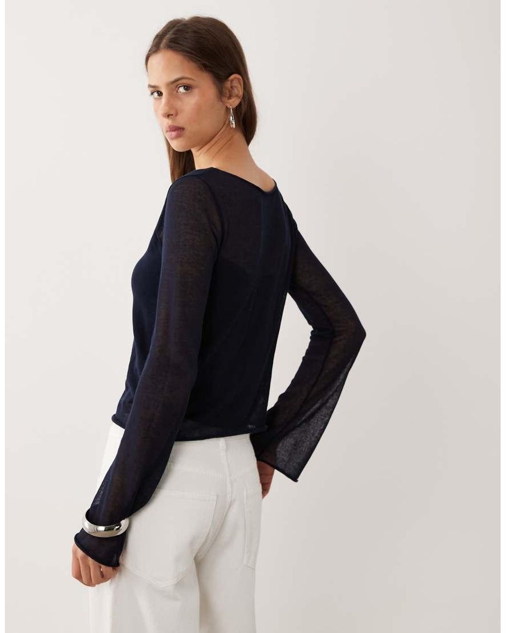 Mango White Teen Sweater With Flared Sleeves