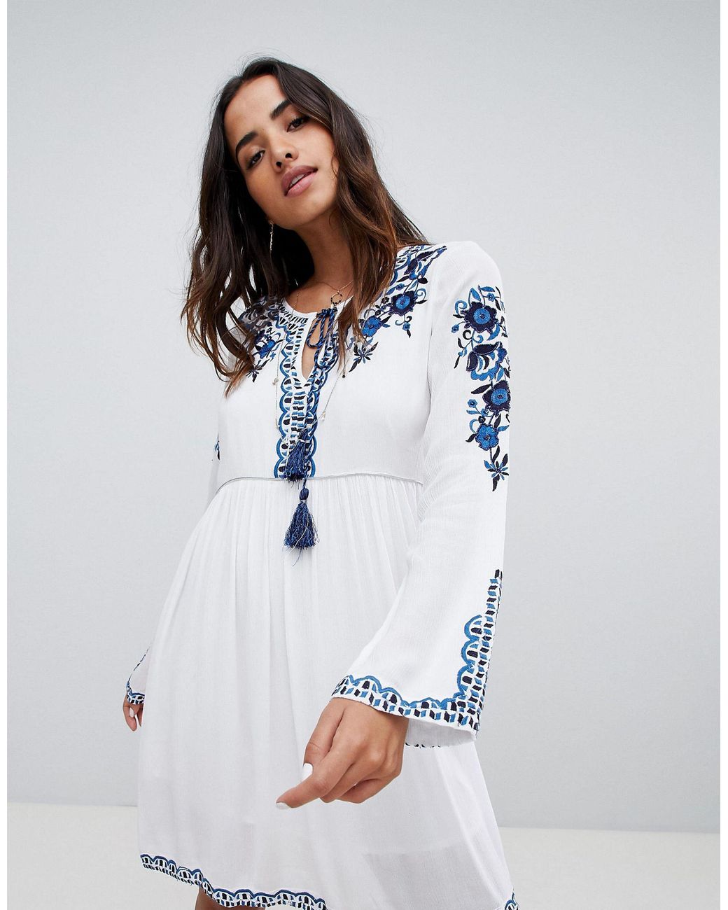 Embroidered tunic dress hotsell