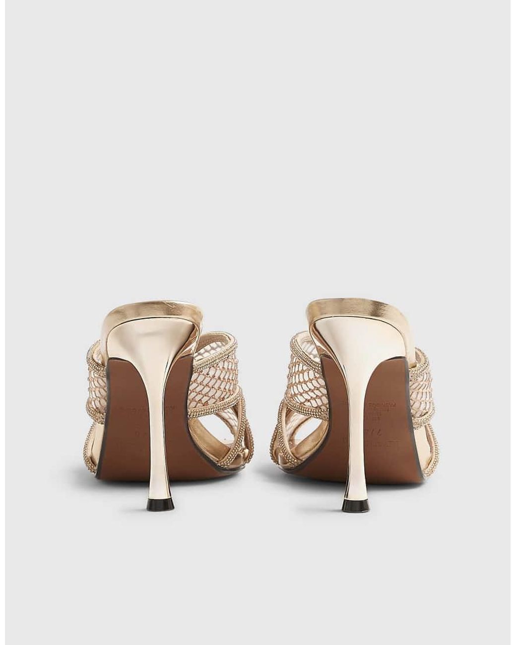 River Island Natural Diamante Mesh Heeled Mules