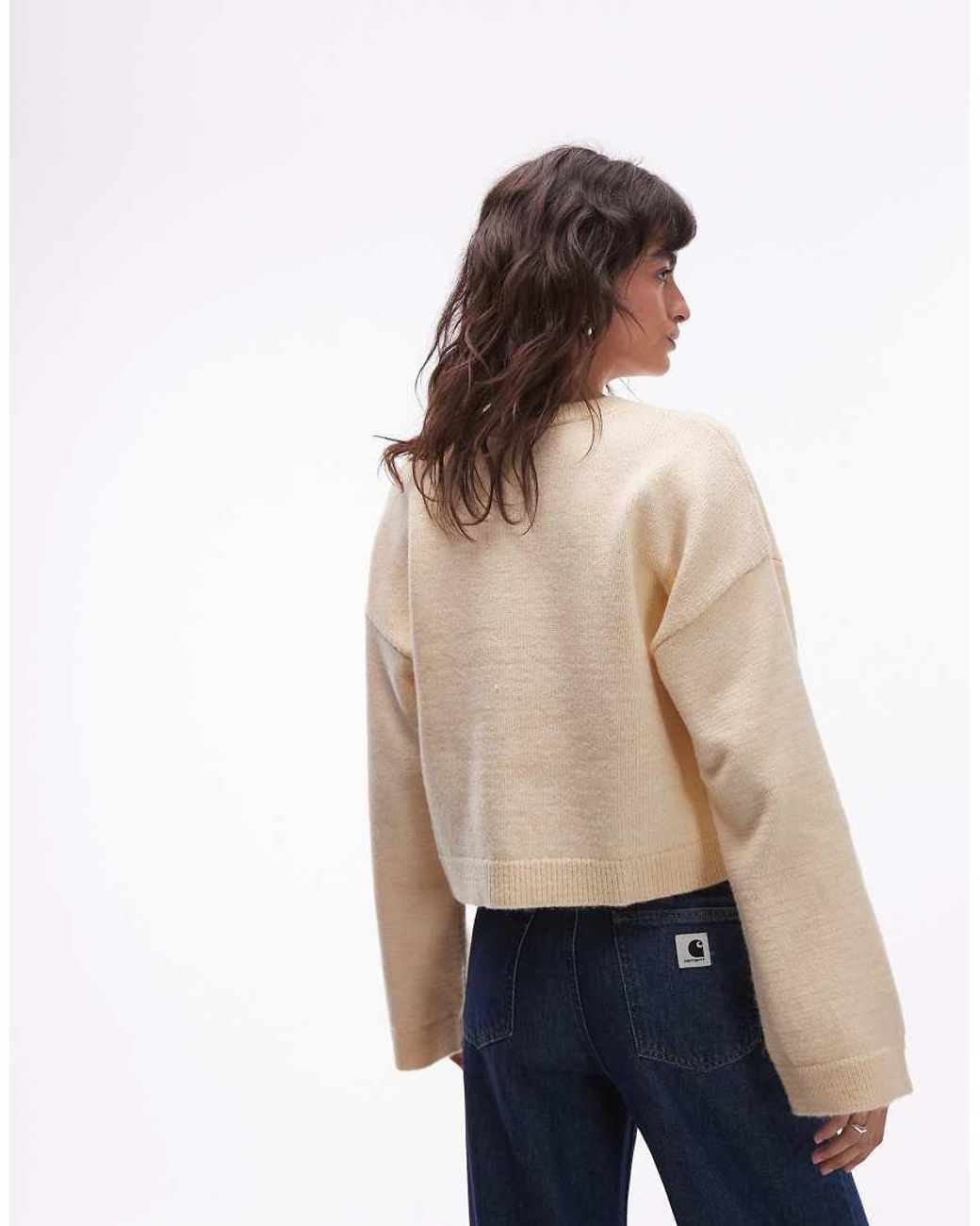 ASOS Blue Fluffy Wide Sleeve Knitted Jumper