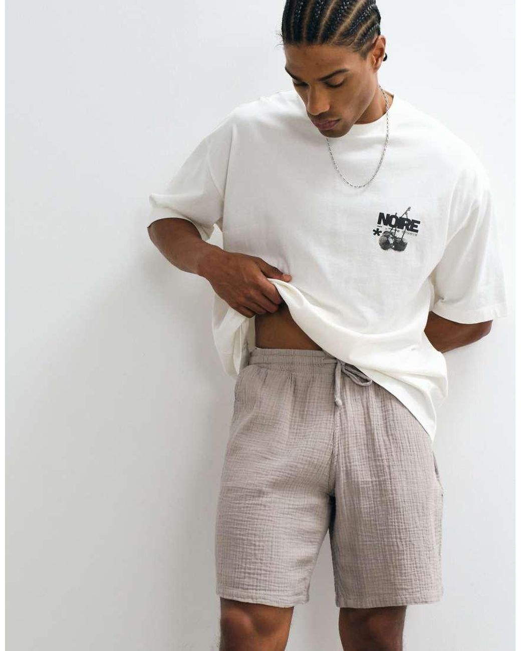 Jack & Jones White Textured Shorts for men