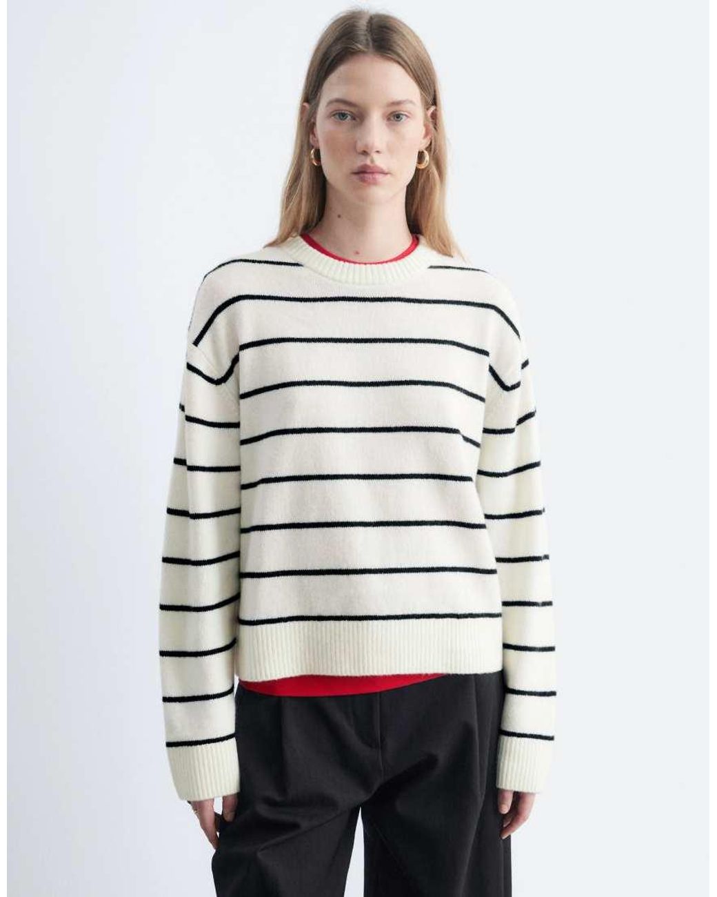 & Other Stories White Boxy Wool And Cotton Blend Jumper