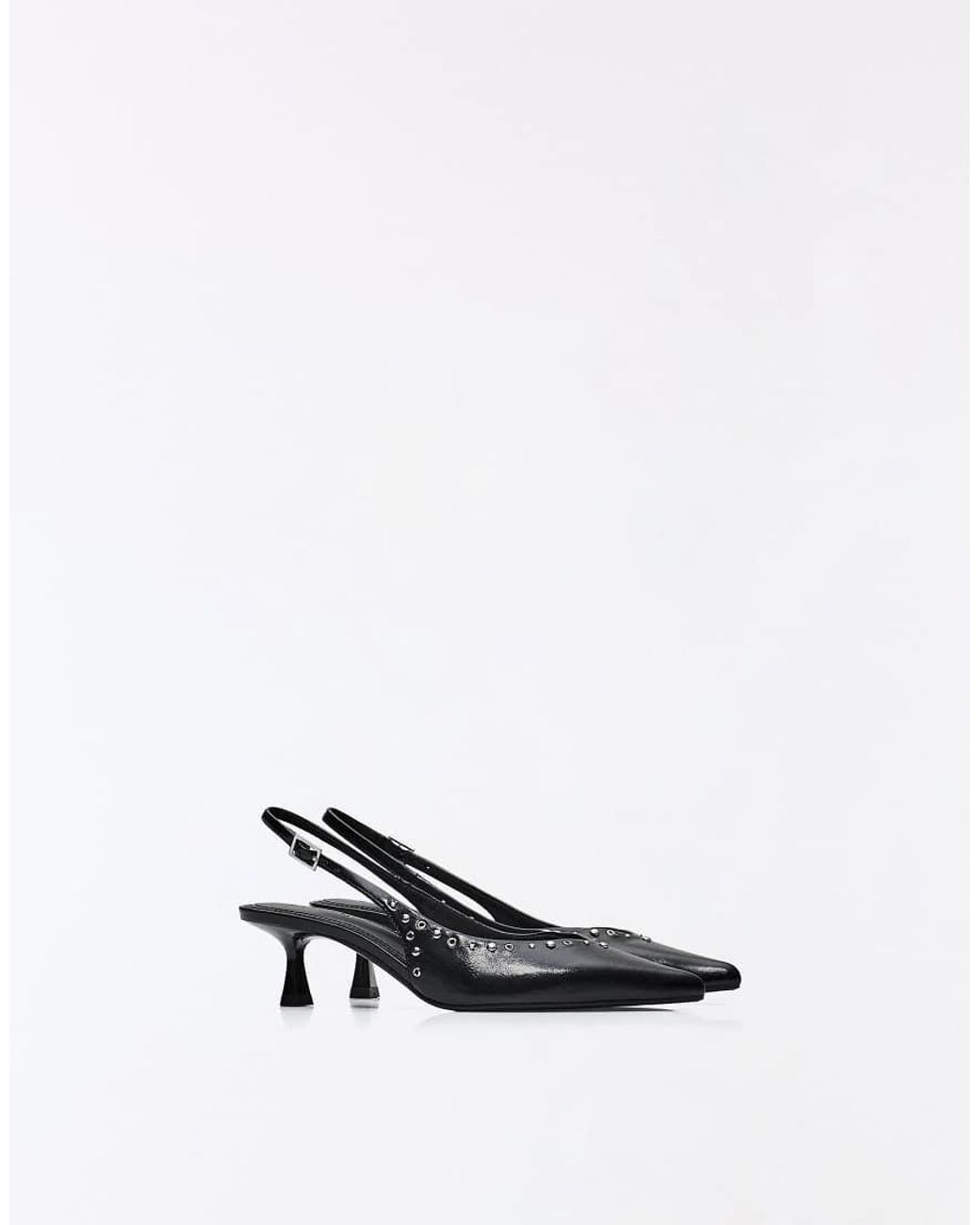 Bershka Black Kitten Heel Shoes With Studs