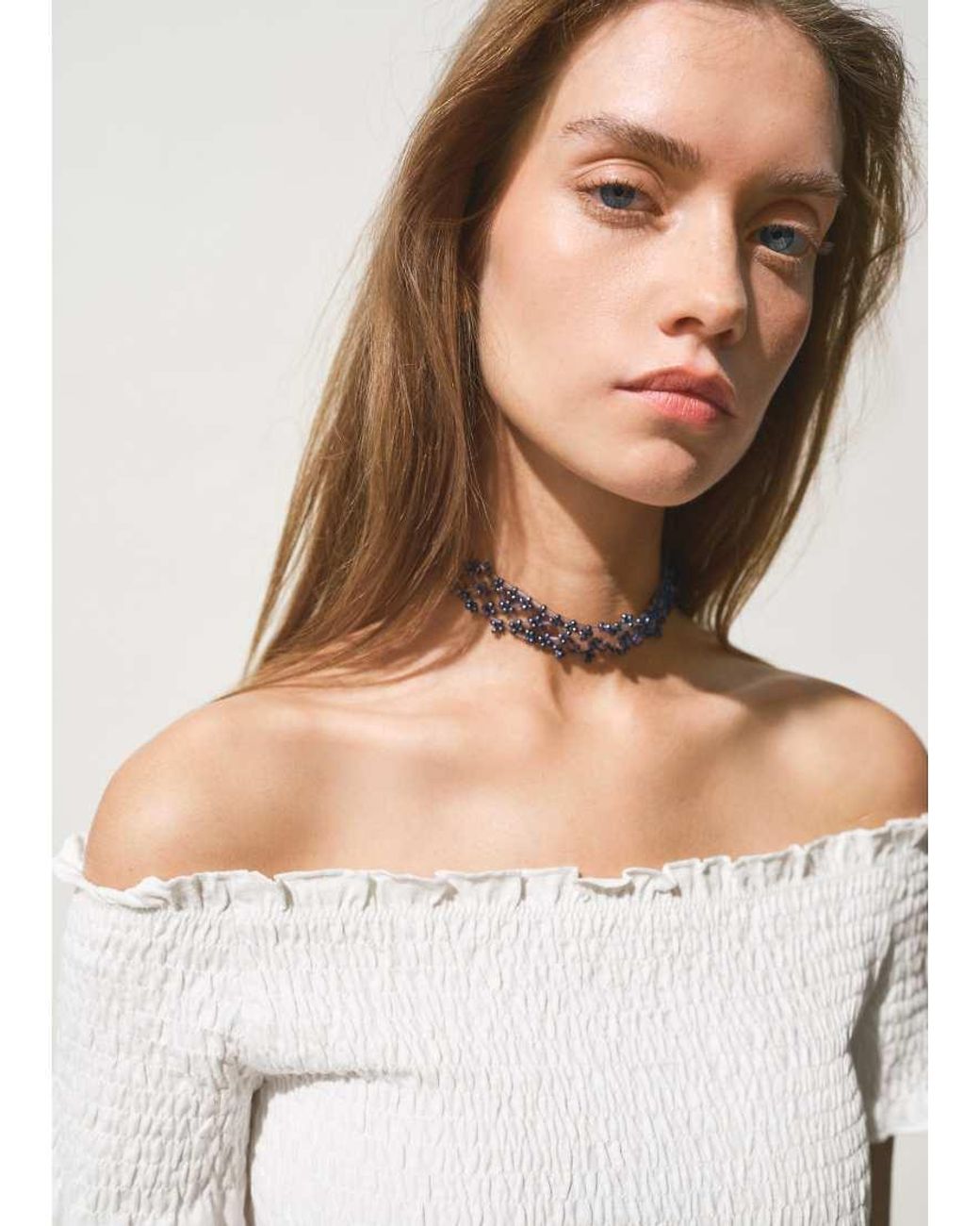 Mango White Teen Crinkle Off Shoulder Mini Dress With Ruffle Hem