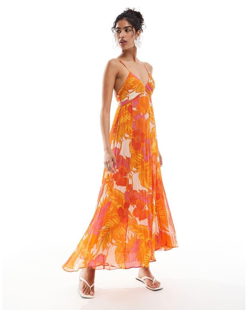 Mango pleated floral dress discount