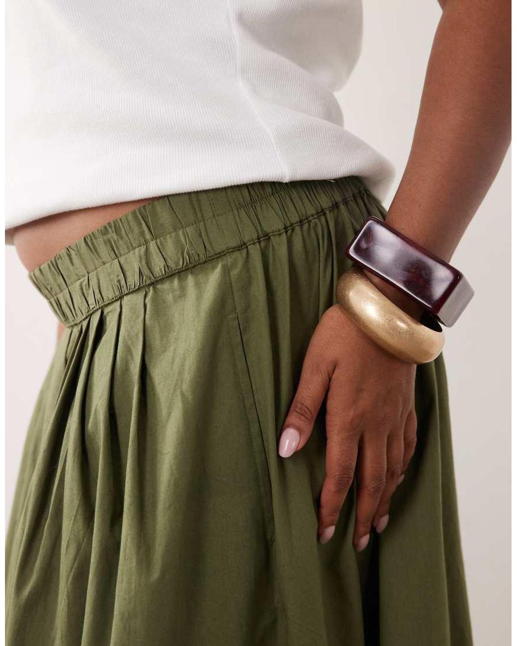 ASOS Green Asos Design Curve Elasticated Waist Volume Maxi Skirt