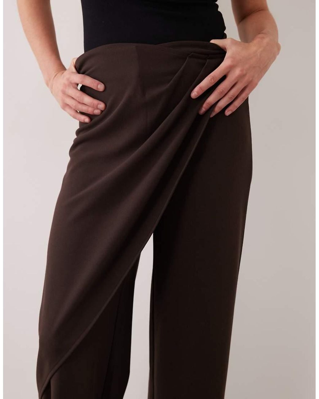 Gina Tricot Brown Wrap Drape Trousers