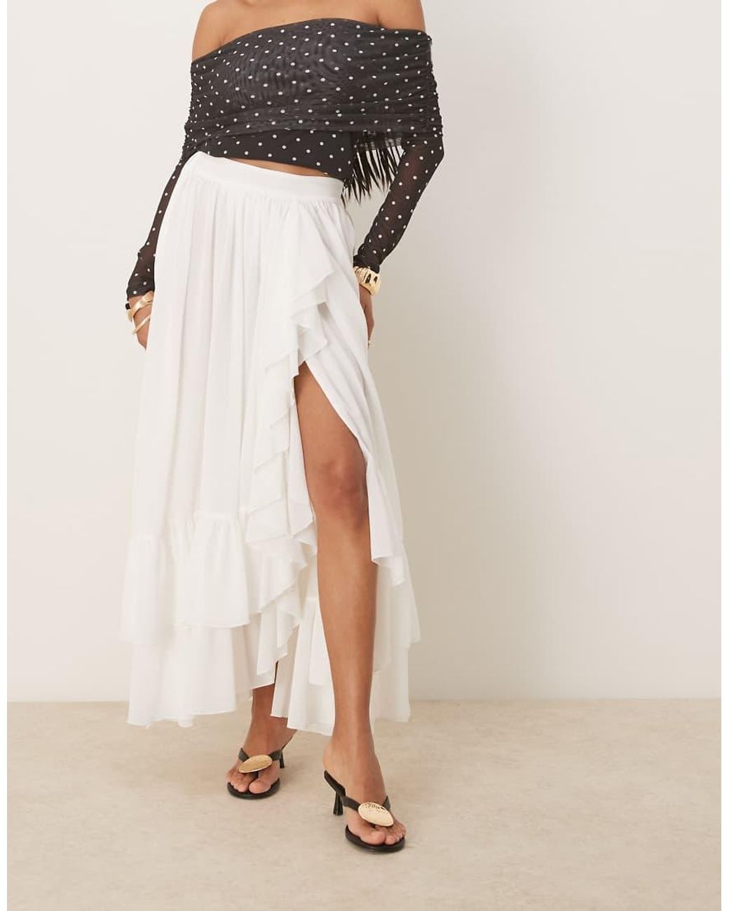 Bardot Natural Mirella Wrap Maxi Skirt