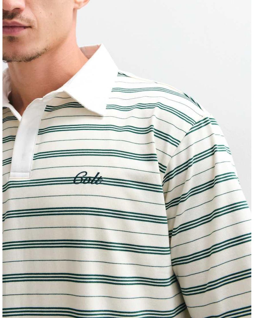 Colt MCR Gray Colt X Asos Exclusive Golfers Contrast Collar Stripe Polo Shirt for men