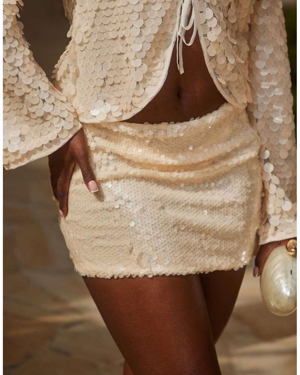 South Beach Brown Sequin Mini Beach Skirt