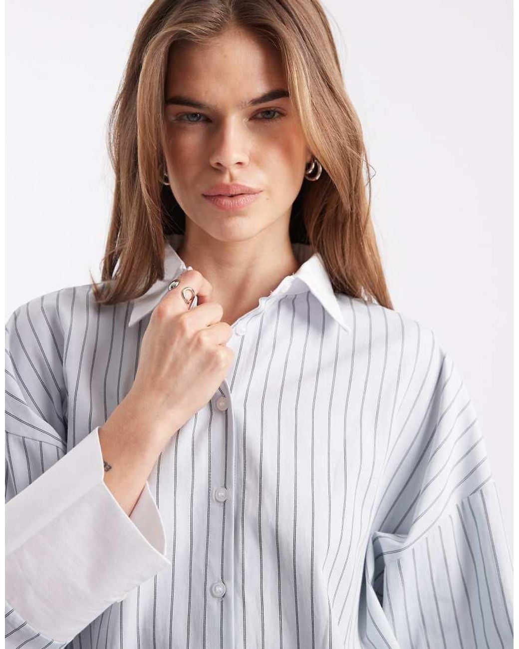 ASOS Gray Oversized Contrast Cuff Shirt Co Ord