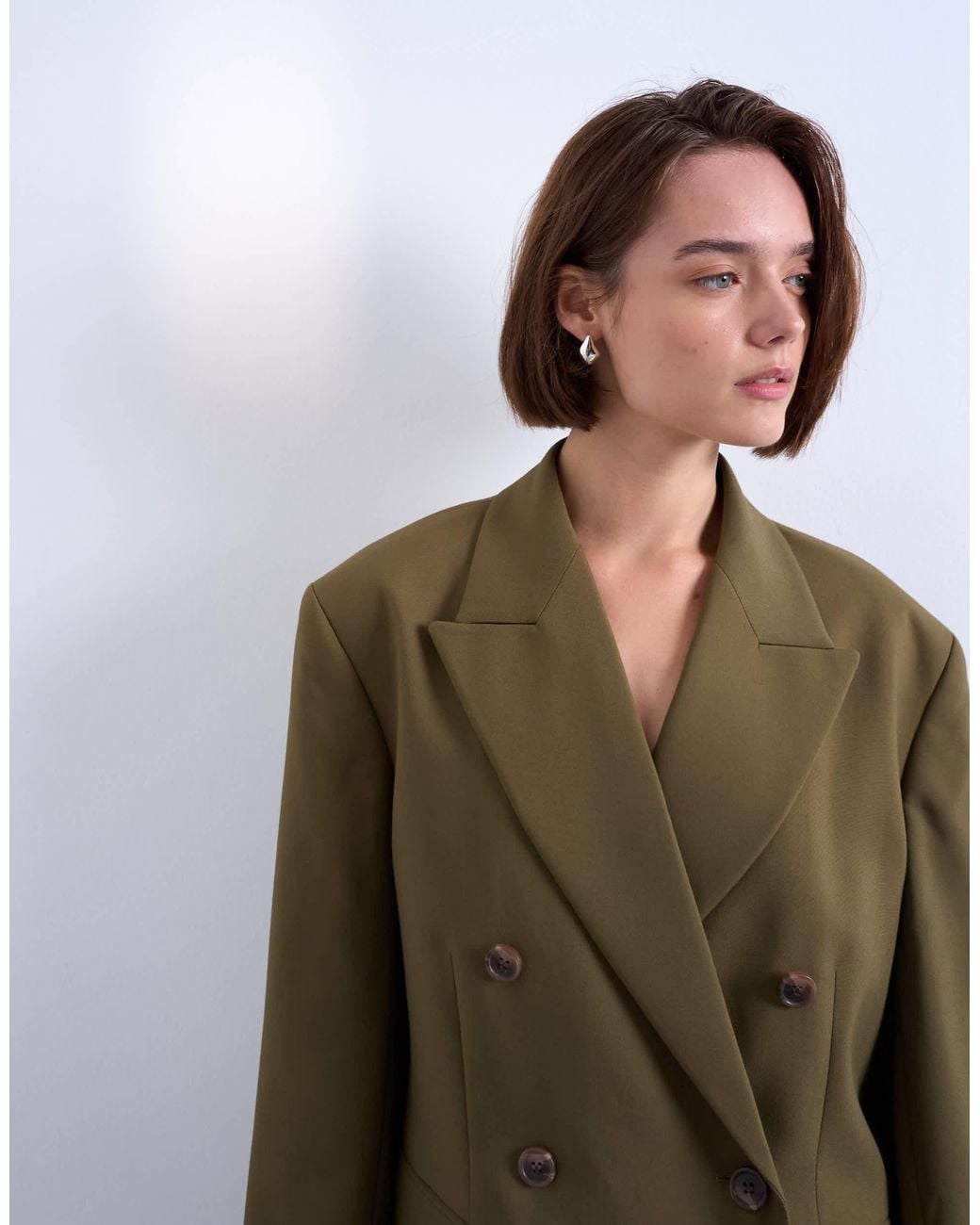 TOPSHOP Green 6 Button Double Breasted Tuxedo Blazer