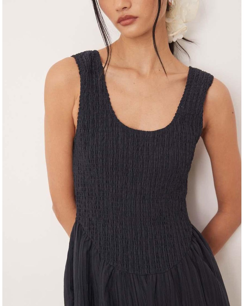 ASOS Blue Scoop Neck Crinkle Jumpsuit