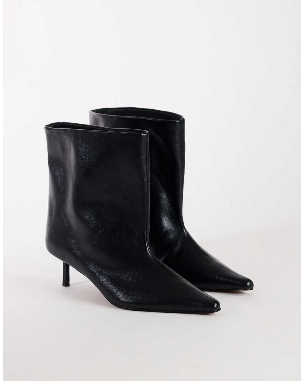 TOPSHOP Black Kai Super Wide Heeled Ankle Boot