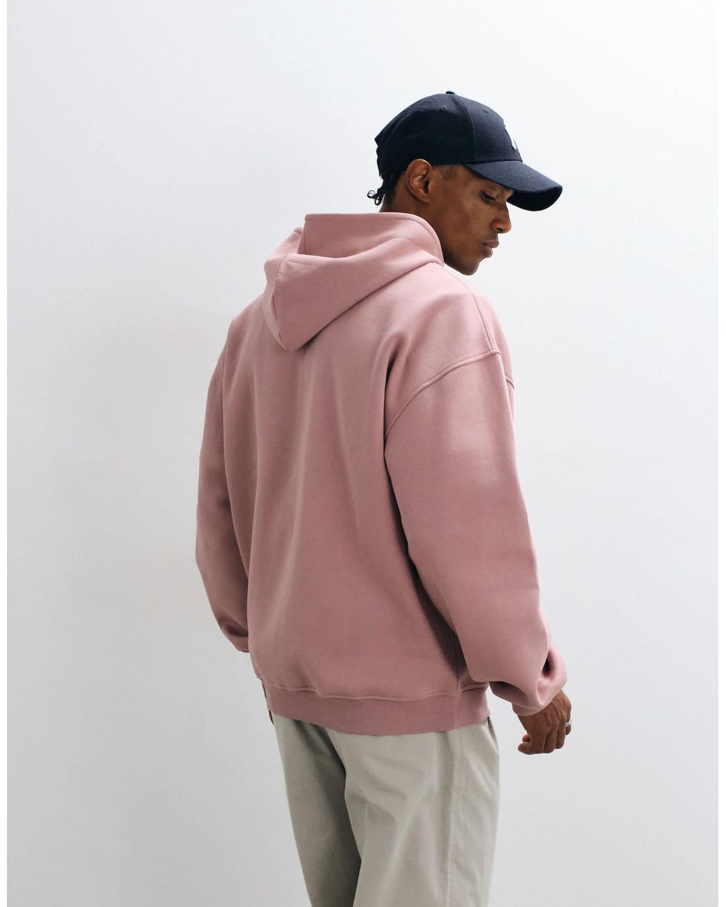 ASOS Pink Essentials Oversized Zip Up Sweatshirt for men