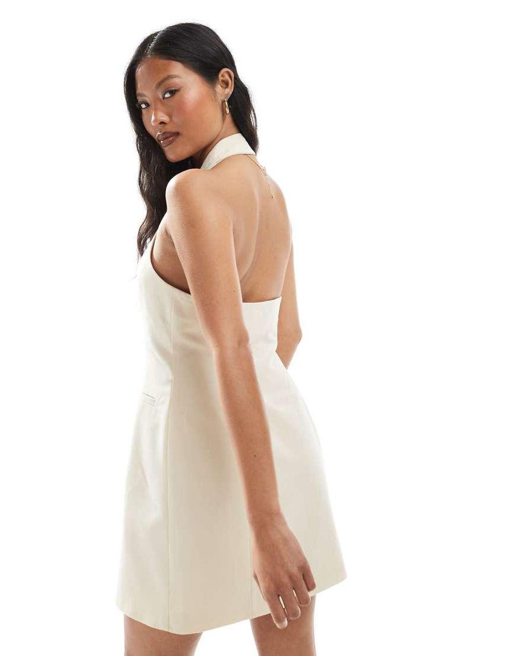 Miss Selfridge White Tailored Halter Mini Dress