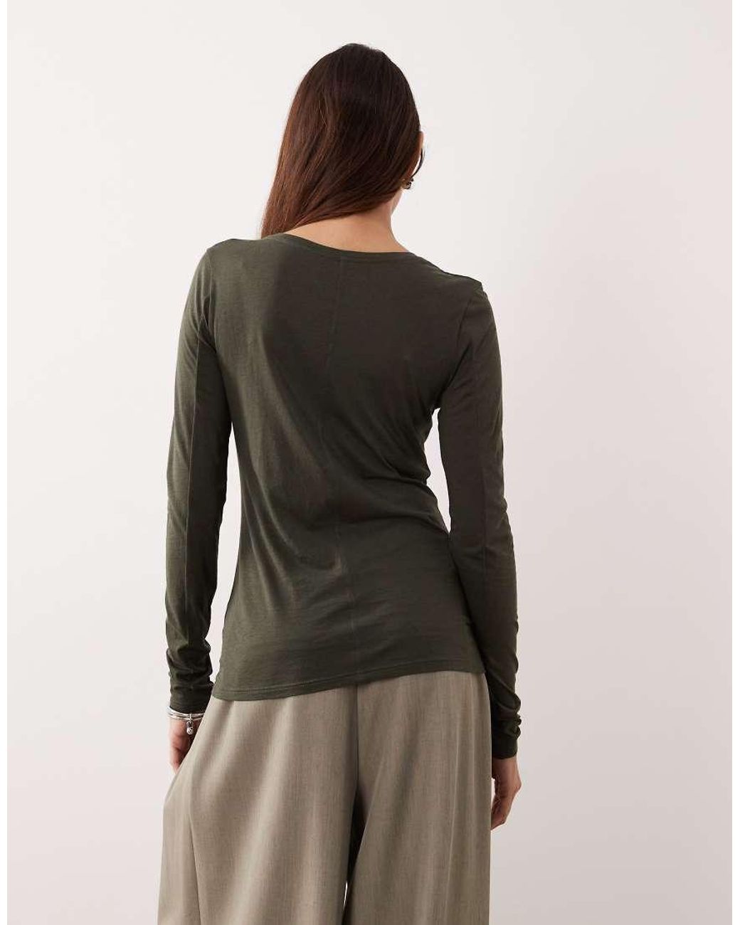 ARRANGE Green Seam Detail Long Sleeve Jersey Top