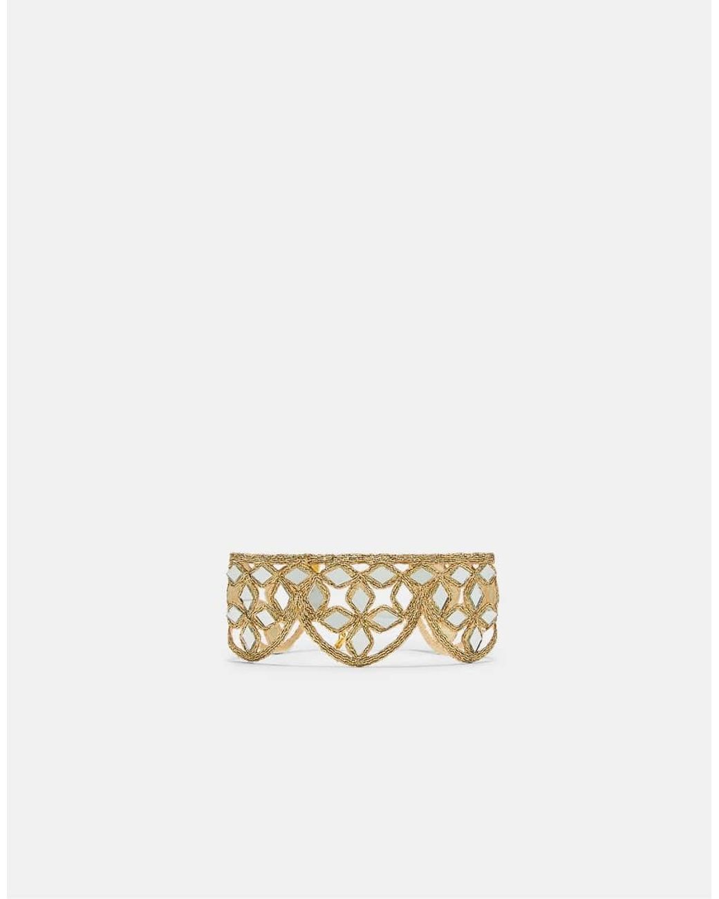 Stradivarius White Mirror Wave Choker