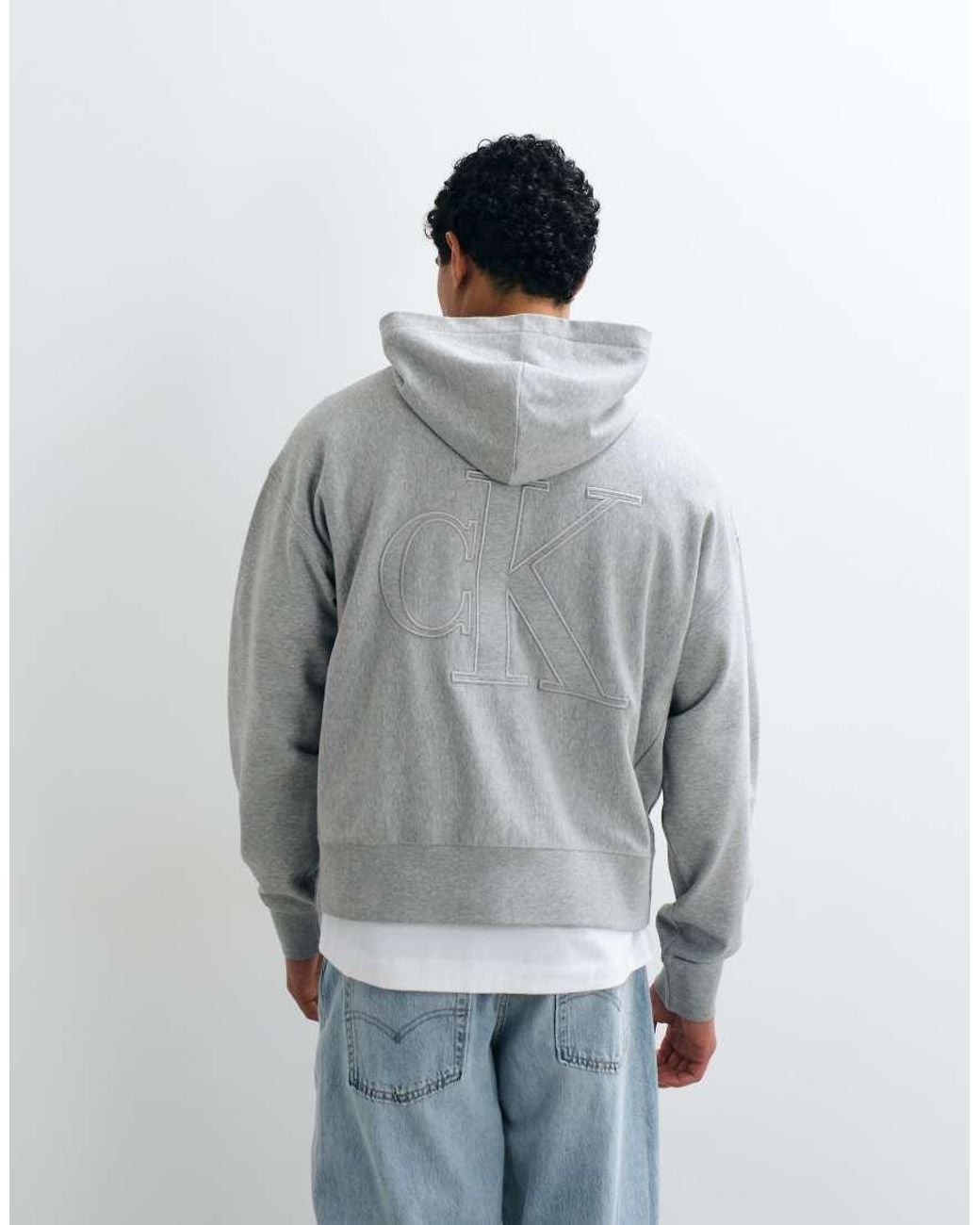 Sudadera Con Capucha Terry Monogram En Calvin Klein de hombre de color Gray