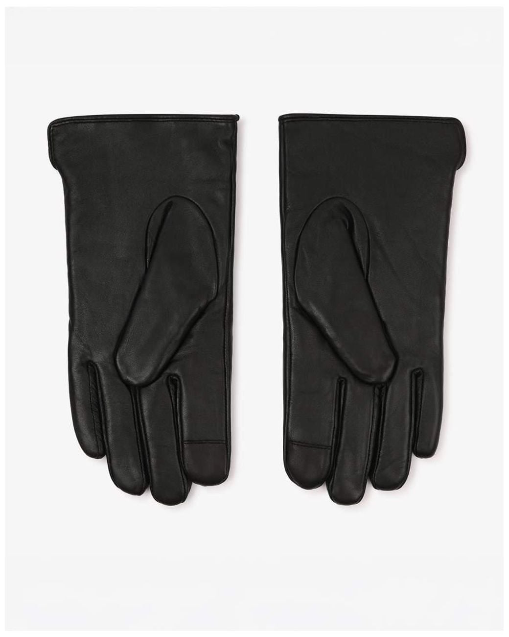 Barney's Originals Black Real Leather Gloves