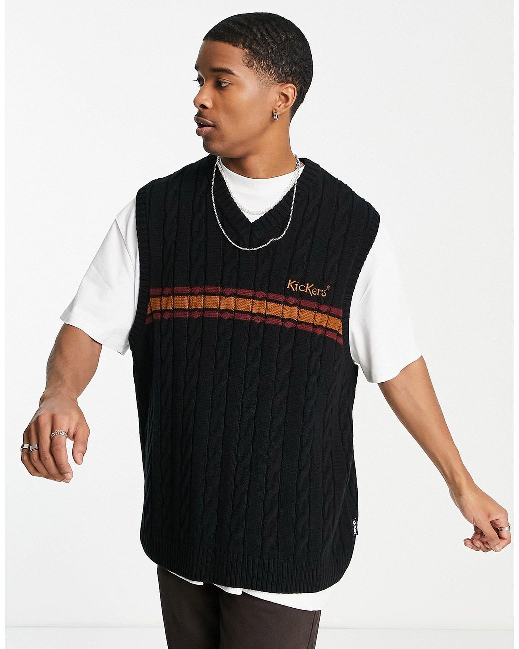 Kickers Cable Knit Vest in Black for 