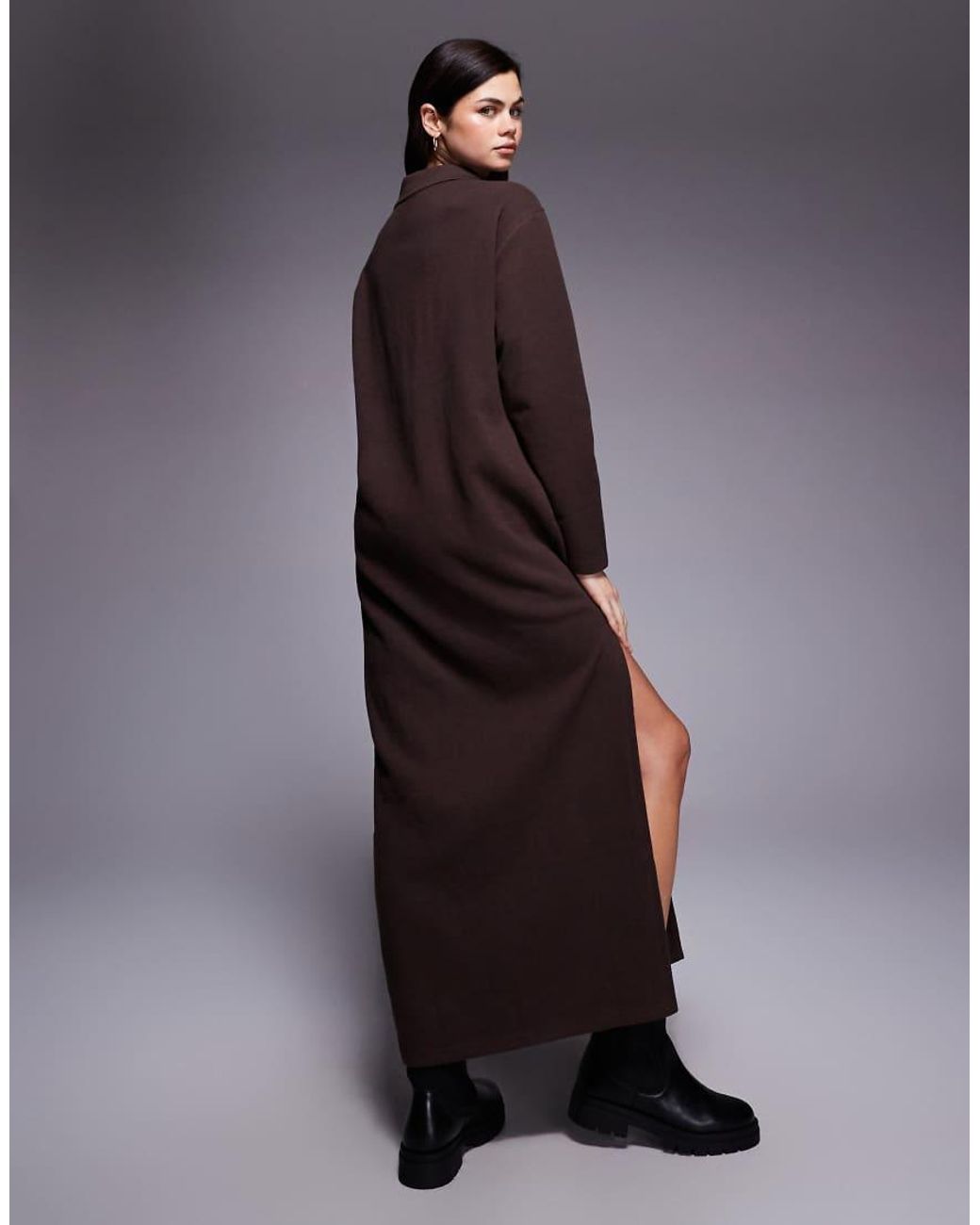 ASOS Purple Supersoft Slouchy Polo Midi Dress