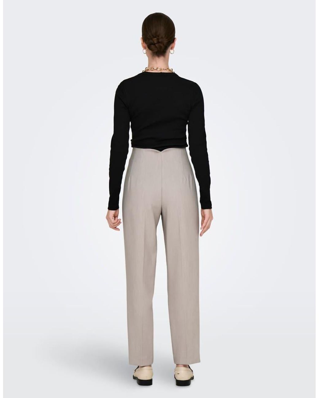 Raven Pantalones De Talle Alto En-Gris ONLY de color Natural
