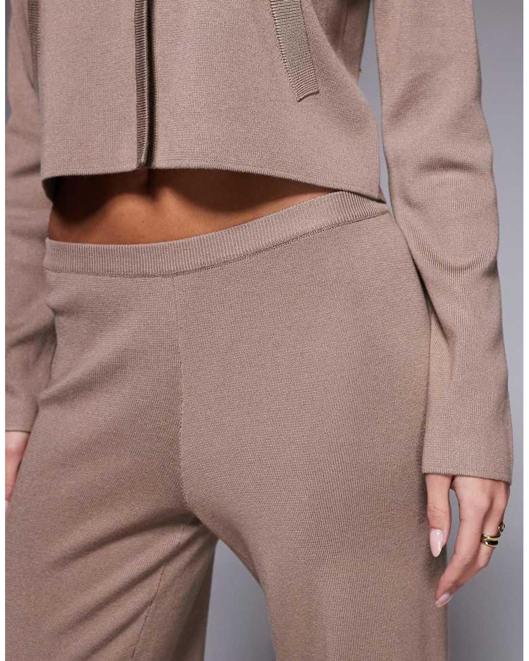Kaiia Gray Exclusive Knitted Pocket Detail Wide Leg Trousers Co-ord