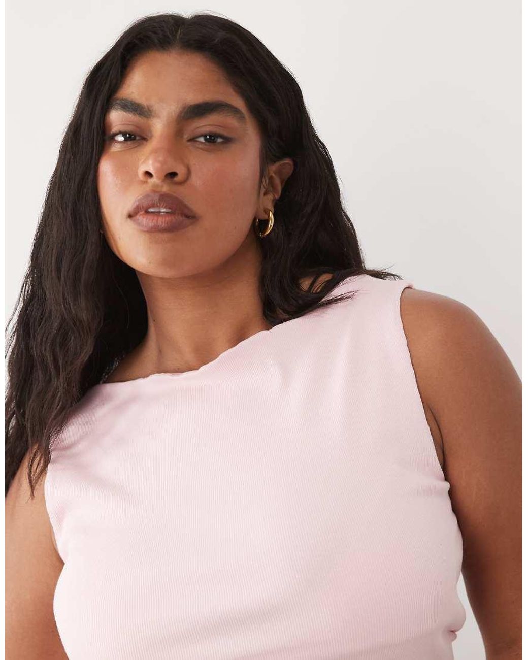 Brave Soul Pink Brave Soul Curve High Neck Tank Top