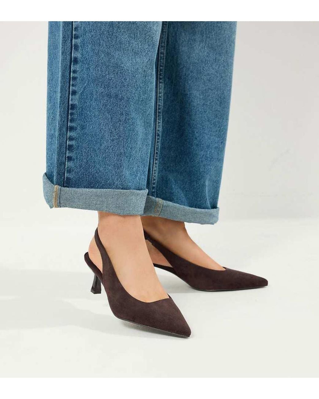 Yours Clothing Blue Wide Fit Faux Suede Sling Back Heels