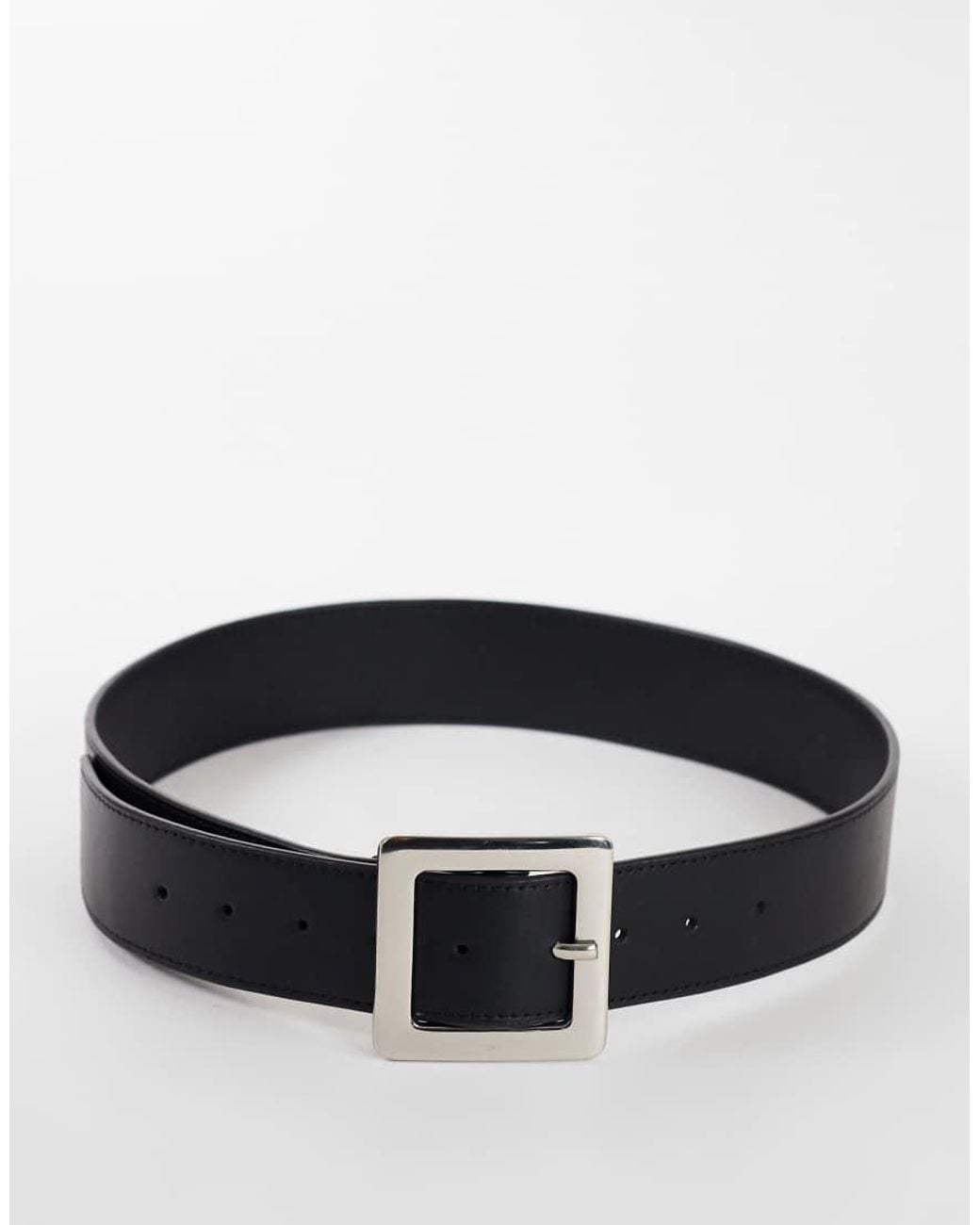 TOPSHOP Black Chunky Real Leather Belt