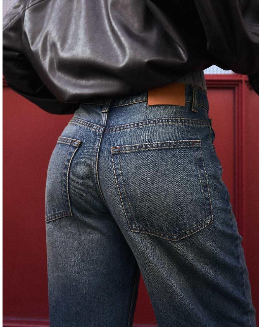 Bershka Red High-waist Loose Fit Jeans