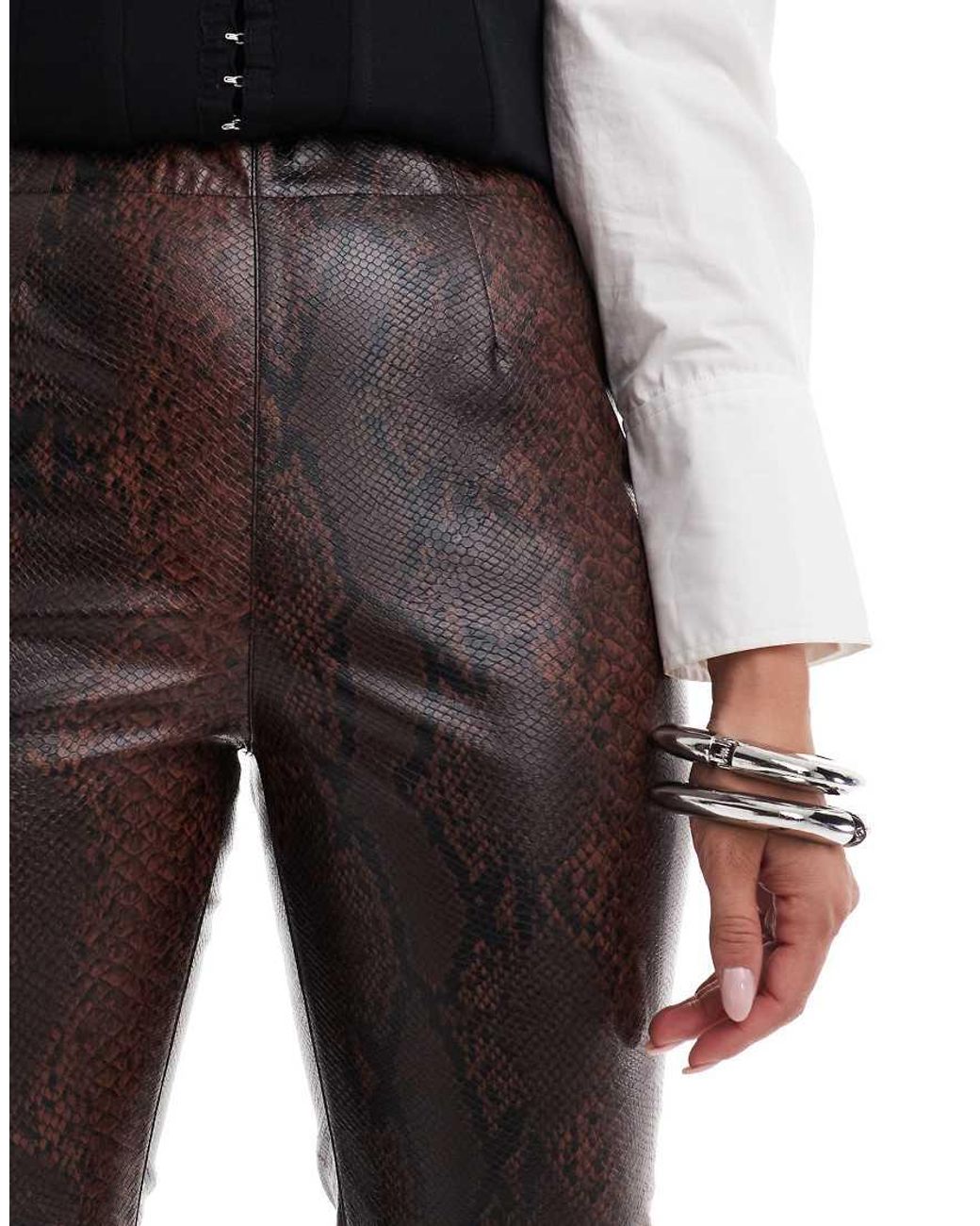 ASOS White Tailored Faux Leather Clean Flare Trousers