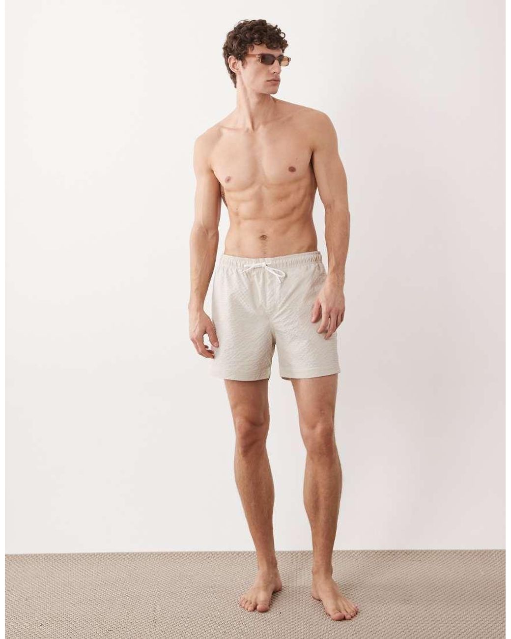 Jack & Jones Natural Seersucker Swim Shorts for men
