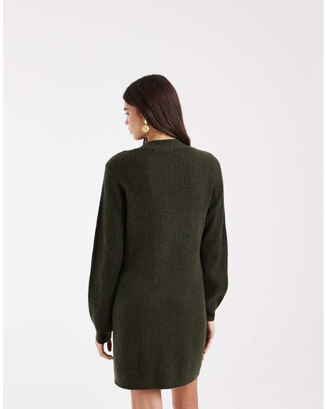 Vero Moda Black Button Front Balloon Sleeve Knitted Mini Dress